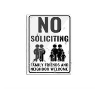 Acrylic Sign For Wall No Soliciting Family Friends And Neighbor Welcome Wall Or Door Sign 6"X8" Thick Acrylic Self-Adhesive Modern Design Sign Easy To Install