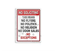 Acrylic Sign For Wall No Soliciting Politics Religion Flyers No Exceptions 6"X8" Thick Acrylic Self-Adhesive Modern Design Sign Easy To Install