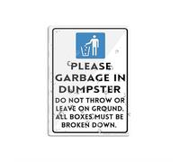 Acrylic Sign For Wall Place Garbage In Dumpster Do Not Throw Or Leave On Ground Boxes Broken Down Restriction Warning Notice Room Decor Indoor & Outdoor Signs For Home Office Work 6" X 8"