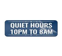 Acrylic Sign For Wall Quiet Hours 10Pm To 8Am Sign Self-Adhesives Sign For Door Or Wall 10 X 3 Inch Premium Acrylic Design Plate