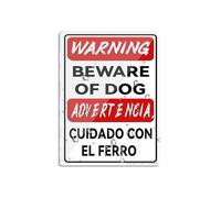 Acrylic Sign For Wall Warning Bilingual Beware Of Dog Sign English & Spanish Safety Signslong Lasting With Double Sided Tape In The Back - 6" X 8"Inch