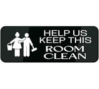 Acrylic Sign Help Us Keep This Room Clean with Symbols self Adhesive for Restaurant Salons Hotel Motel Rest Stops Public restrooms Promotes Hygiene 3x9 inch.