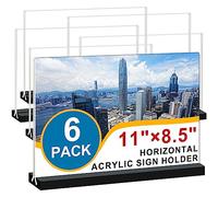 Acrylic Sign Holder 11x8.5 '' Horizontal T-Shaped Clear Double-Sided Table Menu Stands Plastic Picture Frames Display Desktop Display Holders for Wedding Table,Restaurant Signs,Office, Store,6 Pack