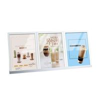 Acrylic Sign Holder, Poster Menu Holders, A4 A5 White Black Acrylic Sign Holder Crystal Clear Aluminum Alloy(White Three-piece,A4:210x297mm)