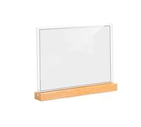 Acrylic Sign Holder, Poster Menu Holders, T-Shape Wood Base Clear Acrylic Sign Holder, Double-Sided for Flyer Menu Poster (A4/A5/A6)(T-type Horizontal Style,A6：100 * 150mm)