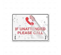 Acrylic Sign If Unattended Please Call Long Lasting With Strong Clean Adhesive Tape In The Back - 6" X 8"Inch