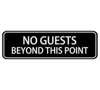 Acrylic Sign - No Guests Beyond This Point Sign, Acrylic Plaque With Strong Adhesives For Door Offices Businesses House Home Outdoor, White Letters On Black Background 9x3 inch