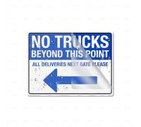 Acrylic Sign No Trucks Beyond This Point Left Arrow Long Lasting With Strong Clean Adhesive Tape In The Back - 6" X 8"Inch