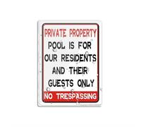 Acrylic Sign Private Property Pool Is For Our Residents And Guests Only No Trespassing Restriction Alert Caution Notice 6"X8" Thick Acrylic Self-Adhesive Modern Design Sign Easy To Install