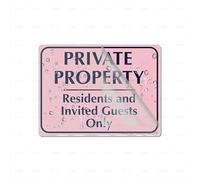 Acrylic Sign Private Property Residents And Invited Guests Only 6"X8" Thick Acrylic Self-Adhesive Modern Design Sign Easy To Install