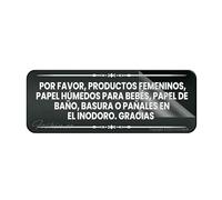 Acrylic Sign Spanish Por Favor Productos Femeninos Papel Humedos Para Bebes Papel De Bano Basura O Panales En El Inodoro. Gracias Sign 3" X 10" Self-Adhesive Indoor/Outdoor Use