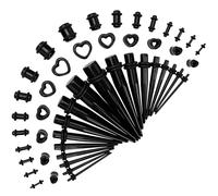 Acrylic, Silicone Ear Stretching Kit: Lightweight Tapers, Heart Tunnels & Plugs for Starter Expanders | Body Piercing Jewelry Earring Gauges Gauging Set for Men, Women (Size: 14G-0000G), normal,
