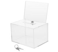 Acrylic Six Sided Donation Box with Slot and Lock for Office