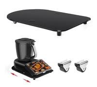 Acrylic Sliding Board for Thermomix TM7 with Wheels for Bomb-proof Hold, Rolling Board for Easy Movement, Non-Slip Rubber Feet, Robust TM7 Accessories Slider, Black