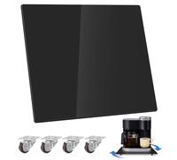 Acrylic Sliding Tray for Coffee Maker 360° Appliance Slider Under Coffee Maker Mat for Countertop, Coffee Pot Rolling Tray with Rubber Wheels for Breville Ninja Toaster Air Fryer (Large 14"×13") Black