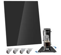 Acrylic Sliding Tray for Coffee Maker 360° Appliance Slider Under Coffee Maker Mat for Countertop, Coffee Pot Rolling Tray with Rubber Wheels for Breville Ninja Toaster Air Fryer (Small 9.8"×14")Black