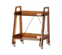 Acrylic Slim Storage Cart with Wheels, Utility Rolling Shelf Cart, Mobile Transparency Skinny Storage Shelves for Bedroom Living Room, Bathroom, Laundry, Office(Clear Brown,24.8x18.1x31.5in)