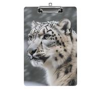 Acrylic Snow Leopard Clipboard Clipboards with Low Profile Metal Clip Not Easy to Fall Off Clip Board Cute Clip Boards for Office & Professionals 8.5x12.5