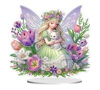 Acrylic Special Shape Rose Cottage Diamond Painting Tabletop Ornaments Kit Table Top Diamond Painting Ornament Kits 5D DIY Diamond Art Tabletop Decorations for Adults Beginner