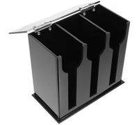 Acrylic Spoon Storage Stand, Black Kitchen Cutlery Holder for Countertops | Sideways Placement, Divided Compartments, Open Layout with Bottom Drainage Hole, Smooth Finish for Home or Buffet Service