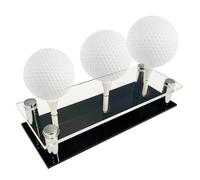 Acrylic Sports Holder - Desktop Ball Pins Rack, Turf Design Base Unit | Three Sphere Capacity Showcase Furniture Living Room Office Studies Professional Caddy Decorative Arrangement Ornament Accessory