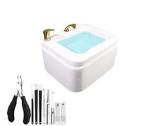 Acrylic Square Foot Bath Tub - Deep Soaking Spa with Massage, Pedicure Foot Rest & Foot Scratcher | Hot & Cold Adjustable for Beauty Salons & Nail Shops (Type B)
