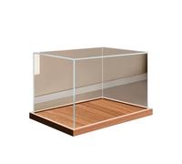 Acrylic Square Led Display Case 8x8x8 12x12x12 16x16x16 inch, Dustproof Plastic Organizer Boxes with Wood Base, Cube Showcase(30x15x20cm(12"x6"x8"))