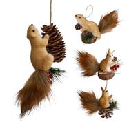 Acrylic Squirrel Ornament, 2024 Christmas Bauble 2D Animal Pendants, 4 Pieces Christmas Tree Decorations, Christmas Ornaments For The Home, Cute Rustic Seasonal Décor For Shelf, Bookshelf, Ceiling