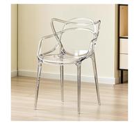 Acrylic Stackable Dining Chairs - Clear Transparent Armless Design with Ergonomic Backrest for Modern Living Room and Kitchen Spaces