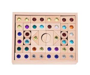 Acrylic Stacking Toy - Wooden Brick Builder, 50 Piece Set 26x20cm | Translucent Learning Puzzle, Creative Space Reasoning Activity, PE Resource