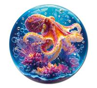 Acrylic Stained Glass Effect Round Puzzles for Adults, 3D Vision Effect Lion King Flat Jigsaw Puzzles, 100 PCS Unique Shape Advanced Puzzle, Birthday Family Game Gift, 8.9 in