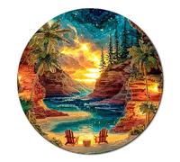 Acrylic Stained Glass Effect Round Puzzles for Adults, 3D Vision Effect Lion King Jigsaw Puzzles, 575 PCS Unique Shape Advanced Flat Puzzle, Birthday Family Game Gift, 8.9 in