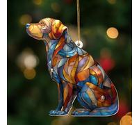 Acrylic Stained Glass Style Dog Ornament - Labrador Retriever Window Hanging Suncatcher, Pet Memorial Keepsake for Dog Lovers, Christmas Tree Decoration, Animal Decor Gift(Sun-07)
