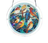 Acrylic Stained Glass Style Puzzle with Hanging Chain Hummingbird Birds Design 3D Transparent Jigsaw, Acrylic Suncatcher Window Hanging, Wall Decor Art Piece for Home Office Gift