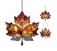 Acrylic Stained Glass Window Hanging Ornament, 3 Pack Maple Leaf Suncatcher, Autumn Leaves Wall Art Decorative Panels For Garden Bedroom Yard Wall Doorways Balconies
