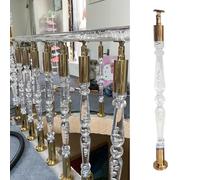 Acrylic Stair Balusters with Clear Bubble, Decorative Handrail Spindle, Staircase Spindles Bundles, Gold Stainless Steel Hardware (5pcs, 110cm)