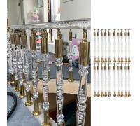 Acrylic Stair Balusters with Clear Bubble, Decorative Handrail Spindle, Staircase Spindles Bundles, Gold Stainless Steel Hardware (5pcs, 110cm)