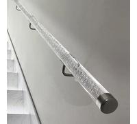 Acrylic Stair Handra 8ft-20ft, Clear Non-Skid Railing Kit for Steps, Easy Install Baluster System, Silver Bracket, Interior & Exterior Use