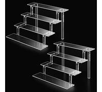 Acrylic Stand Riser Display, 12” Perfume Display Shelf, 4 Tier Display Stand for Makeup Perfume Cupcake Organizer, Clear Acrylic Shelf Cologne Organizer Stand for Wedding Party Decoration (2 Pack)
