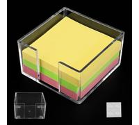 Acrylic Sticky Note Holder 8.5x8.5x4.5cm, Post It Note Holder, Crystal Clear Sticky Note Dispenser, Transparent Sticky Note Pad Holder with Non Slip Pads, Desk Organizer for Office School Home
