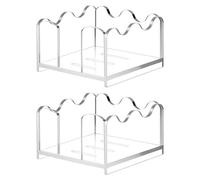 Acrylic Sticky Note Holder Clear Notepad Stand Transparent Memo Dispenser Desk Organizer Sturdy Note Pad Display Stand Office Home Desk Accessories for Notes Memos Notebooks 2PCS
