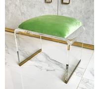 Acrylic Stool with Velvet Padded Seat, Modern Clear Square End Table, Versatile Step Stool for Makeup Room, Vanity, or Living Space