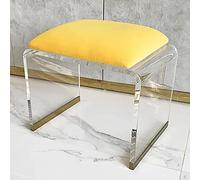 Acrylic Stool with Velvet Seat, Clear Modern End Table, Square Nightstand, Small Step Stool for Makeup Room or Vanity