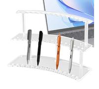 Acrylic Storage Organizer, Large Clear Pen Brush Display Rack, Desktop Stand, White, for Stationery Makeup and Art Supplies Multi-Slot Enhancing Everyday Convenience Supplies Accessible Location