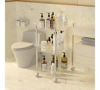 Acrylic Storage Trolley, Slim Rolling Utility Cart with Slide Out Shelves for Organization in Laundry, Bathroom, Kitchen - Mobile Storage Solution with Wheels