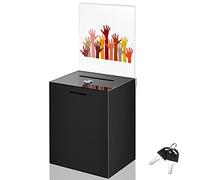 Acrylic Suggestion Box Large Donation Box 16 x 6.7 x 5 Inch Safe Ballot with Lock and Sign Holder for Voting Charity Business Cards Collection Display Ticket Comment(Black)