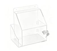 Acrylic Suggestion Donation Box with Lock & 2 Keys Side Pocket Front Card Slot Wall Mount & Desktop Use for Office Charity Fundraising