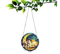 Acrylic Suncatcher - 7.82in Round Rainbow Reflection Sign, Puzzle Animal Pattern Ornament, Stained Glass Style Window Decor, Vivid Color Light Catcher, Mothers Day Garden, Artistic Animal Design 7.82"