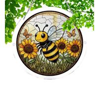 Acrylic Suncàtcher - Bee Puzzle | 83-Piece Window Art | Stained Glass Style, 7.48 Inch Round Size, Includes Metal Chain, Rainbow Maker, for Home Window & Garden Decor