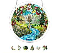 Acrylic Suncatcher Puzzle Window Hanging - 7.87 Inch Colorful Stained Glass Effect Panel, 83 Piece Jigsaw Puzzle Art for Home Garden Patio Decor